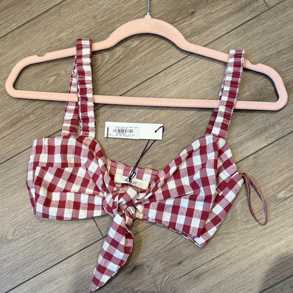 Capulet Red and White Checkered Crop Top